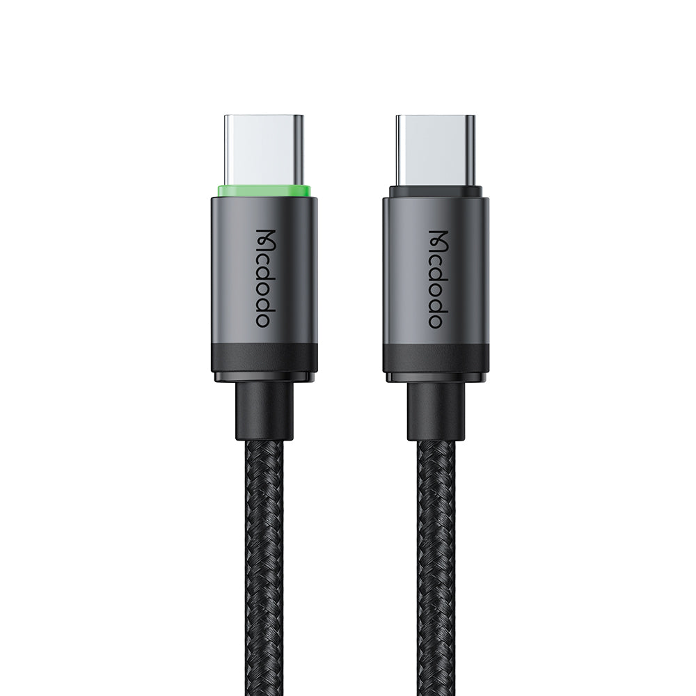 Cable Mcdodo USB-C a USB-C 60 W (1 m) – Carga Rápida PD 3 A + Datos 480 Mbps, indicador led, trenzado Duradero