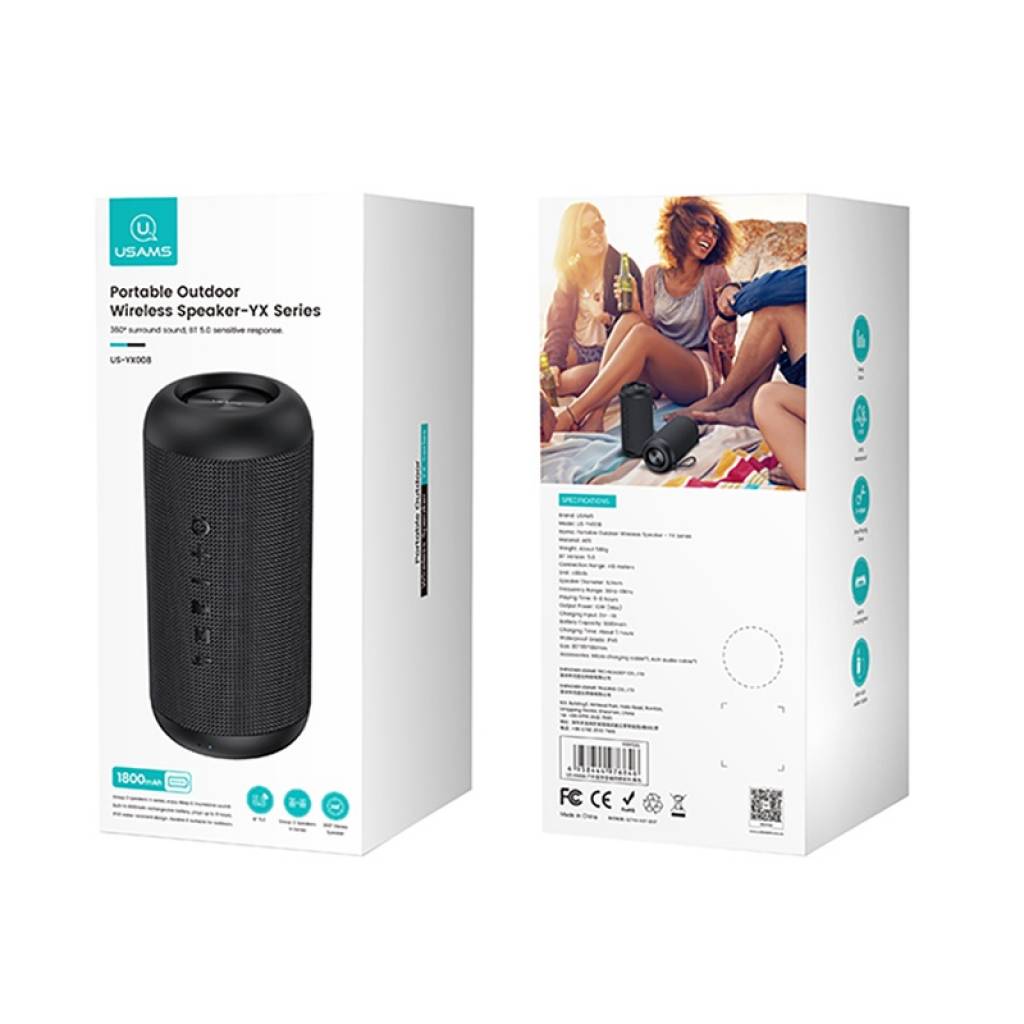 Parlante Bluetooth BT5.0 / YX Series / Negro YX008 USAMS