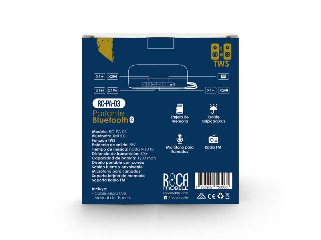 Parlante Bluetooth TWS ROCA RC-PA-03 5W