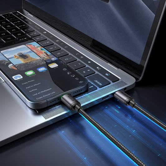 Cable Mcdodo USB-C a USB-C 60 W (1 m) – Carga Rápida PD 3 A + Datos 480 Mbps, indicador led, trenzado Duradero