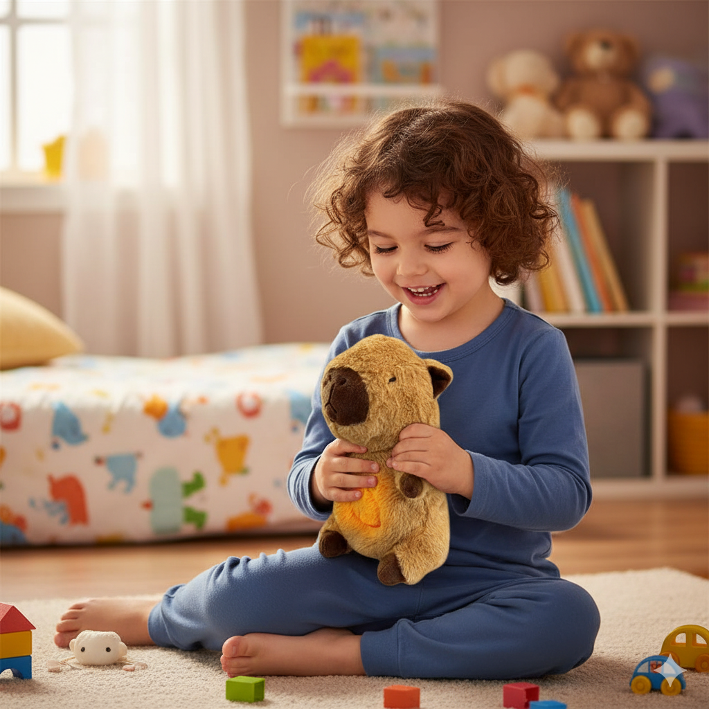 Peluche capibara que respira con luces y sonido